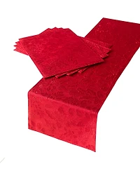 Benson Mills Poinsettia Foliage 16" x 80" Raised Jacquard Table Runner