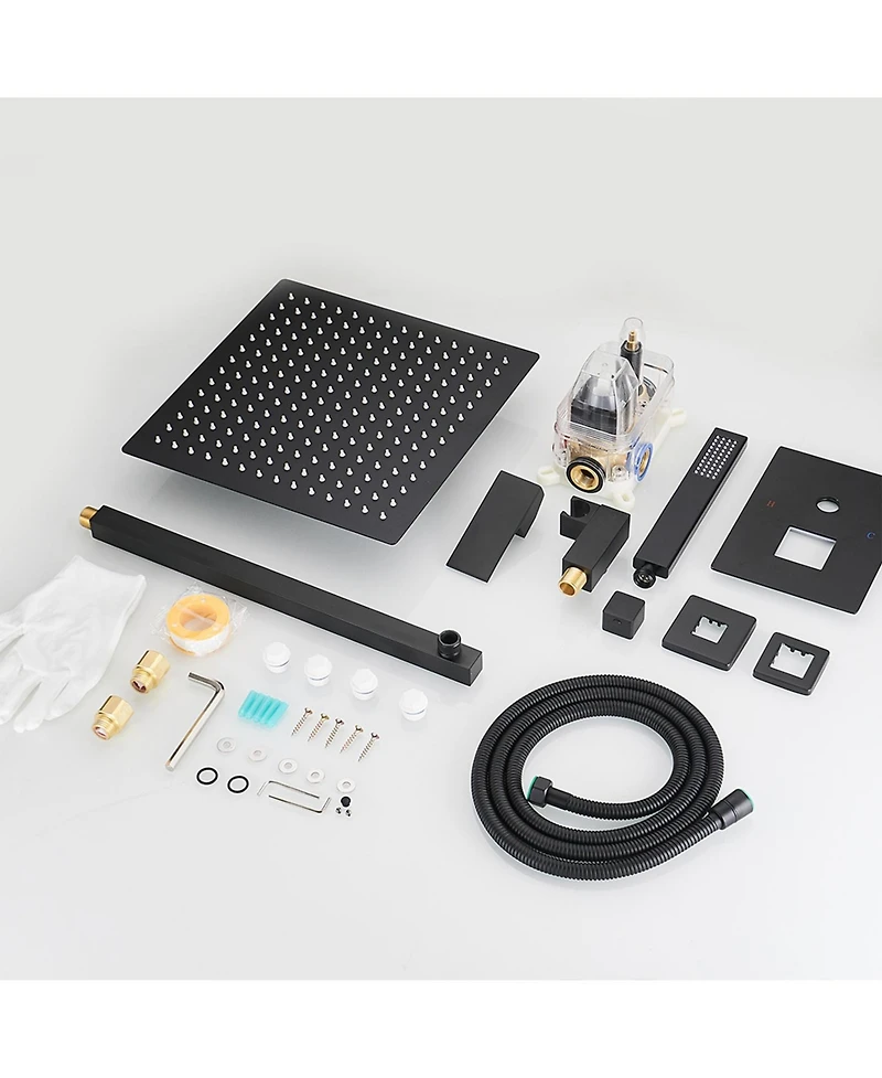 Greenspring Single Handle 2-Spray Square High Pressure Shower Faucet with 16"; Head Polished Chrome (Valve Included)