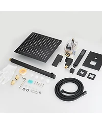 Greenspring Single Handle 2-Spray Square High Pressure Shower Faucet with 16"; Head Polished Chrome (Valve Included)