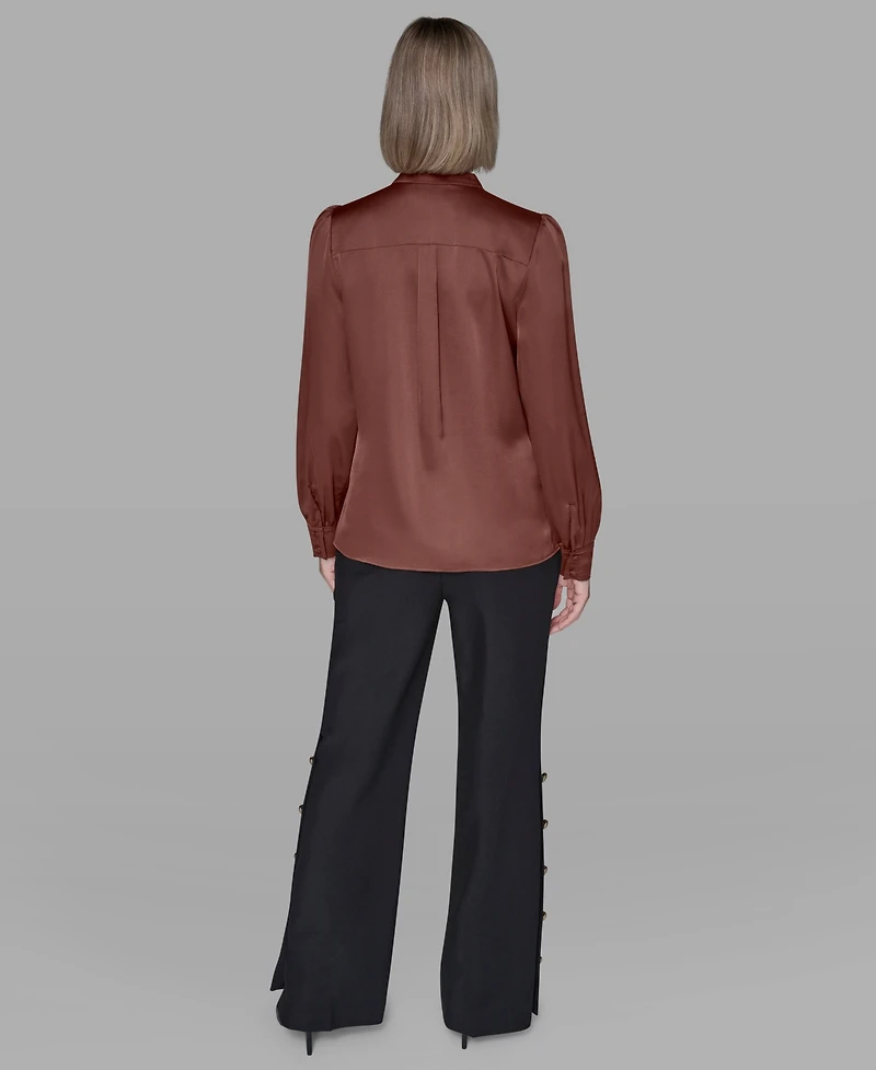 Karl Lagerfeld Paris Women's Tie Neck Top