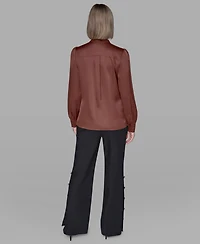 Karl Lagerfeld Paris Women's Tie Neck Top