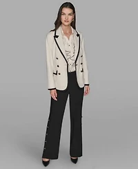 Karl Lagerfeld Paris Womens Long Sleeve Jacket Top Mid Rise Flared Pants