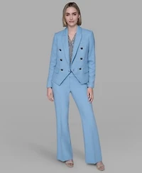 Karl Lagerfeld Paris Womens Cropped Long Sleeve Jacket Sleeveless Top Mid Rise Flared Pants