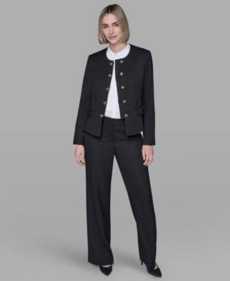 Karl Lagerfeld Paris Womens Long Sleeve Jacket Mid Rise Flared Pants