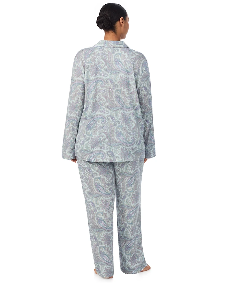 Lauren Ralph Plus 2-Piece Long Sleeve Top and Pants Pajama Set