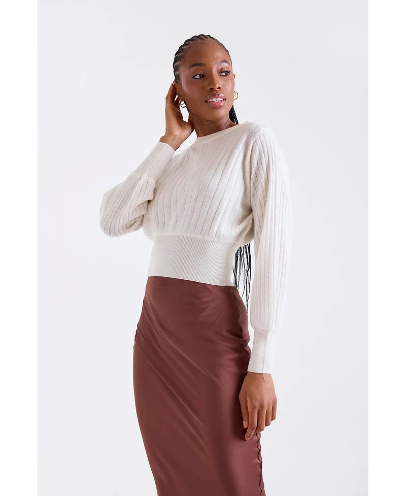 1982 Women's Rosa Ribbed Long Sleeve Cashmere Sweater