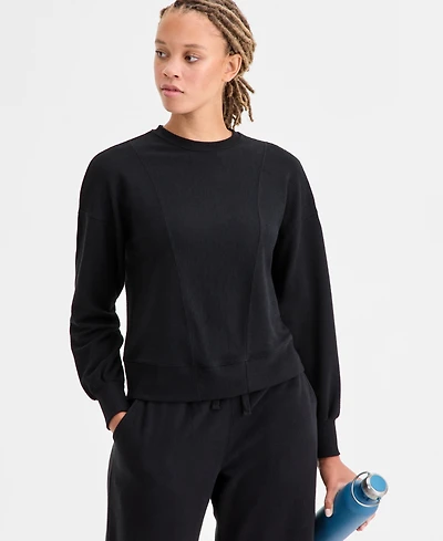 Id Ideology Women's Ribbed Knit Crewneck Sweatshirt