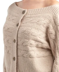 Bcx Juniors' Boat Neck Long Sleeve Cardigan Sweater