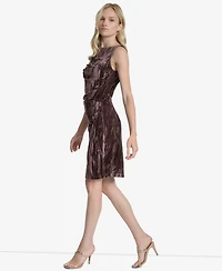 Dkny Women's Sleeveless Boat Neck Sheath Velvet Dress