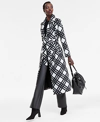 I.n.c. International Concepts Women's Belted Plaid Coat, Macy's Exclusive