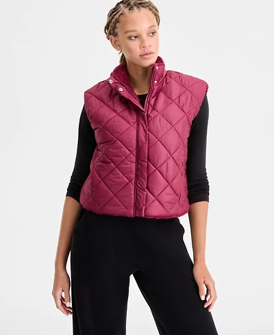 Id Ideology Women's Reversible Sherpa Zip-Front Vest, Macy's Exclusive