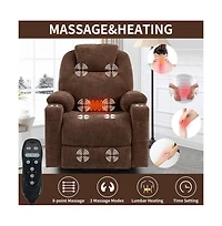 Lift Recliner Chair with Massage, Heat & Usb Charging, Chenille Upholstery, Cup Holders, 350 Lbs Support-Maison Boucle