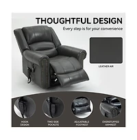 Faux Leather Power Lift Recliner with Massage & Heat, Usb Ports, Dual Motor Infinite Position Electric Chair-Maison Boucle