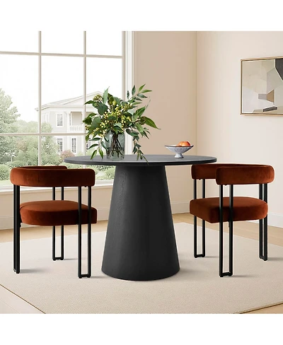 3-Piece 35 Inch Round Dining Table Set with 2 Velvet Chairs, Space-Saving Kitchen & Room Furniture for Small Spaces-Maison Boucle