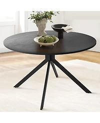 Modern Black Dining Set - Round Table 43" with 4 Stylish Comfortable Chairs, Minimalist & Elegant- Maison Boucle