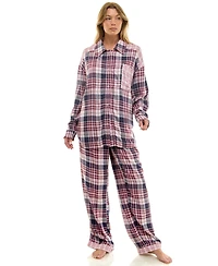 Roudelain Women's 2-Piece Color Blocked Collared Pajama Set