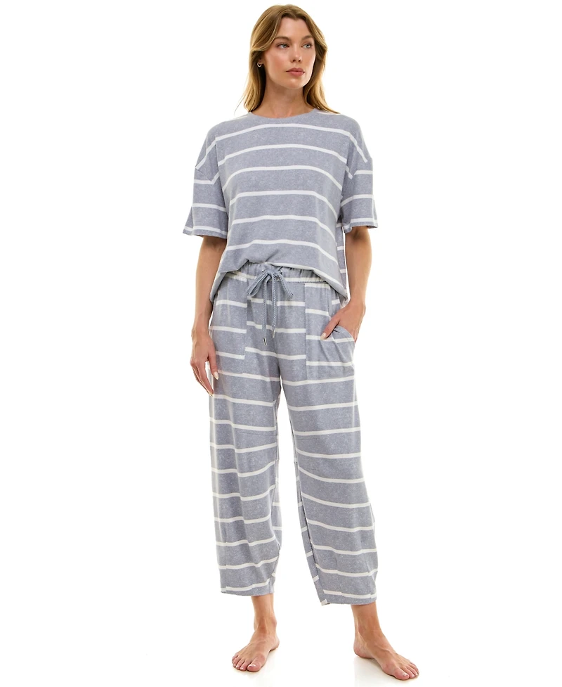 Roudelain Women's Boxy T-Shirt and Barrel Leg Pants Set