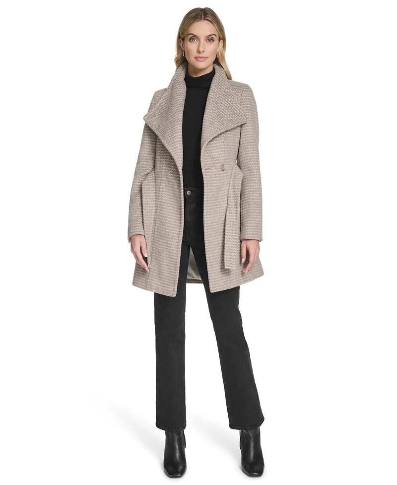 Calvin Klein Women's Asymmetrical Belted Wrap Coat