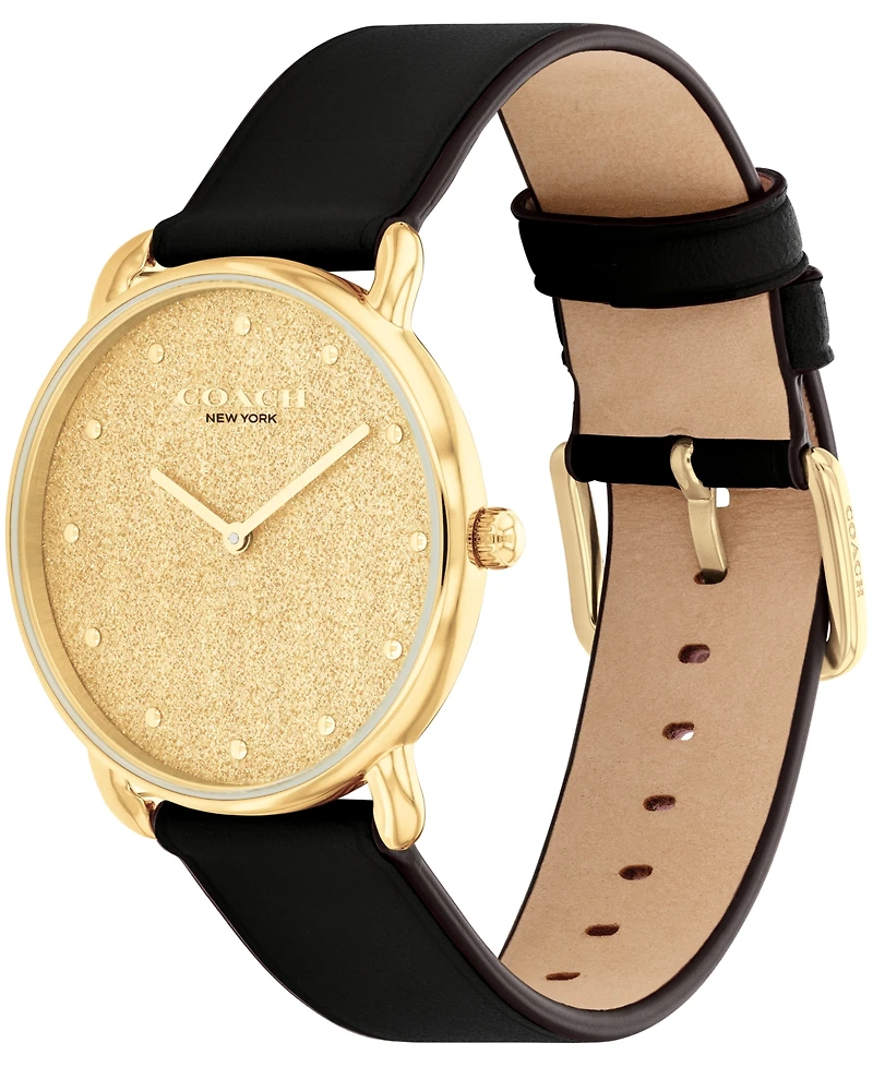 Coach Women's Elliot Black Leather Strap Watch, 36mm