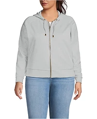 Lands' End Women's Plus Serious Sweats Relaxed Long Sleeve Full Zip Hoodie Sweatshirt