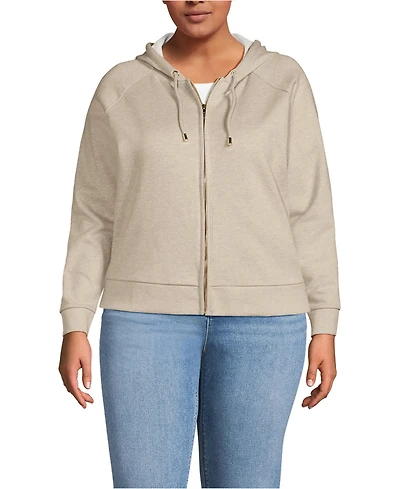 Lands' End Women's Plus Serious Sweats Relaxed Long Sleeve Full Zip Hoodie Sweatshirt