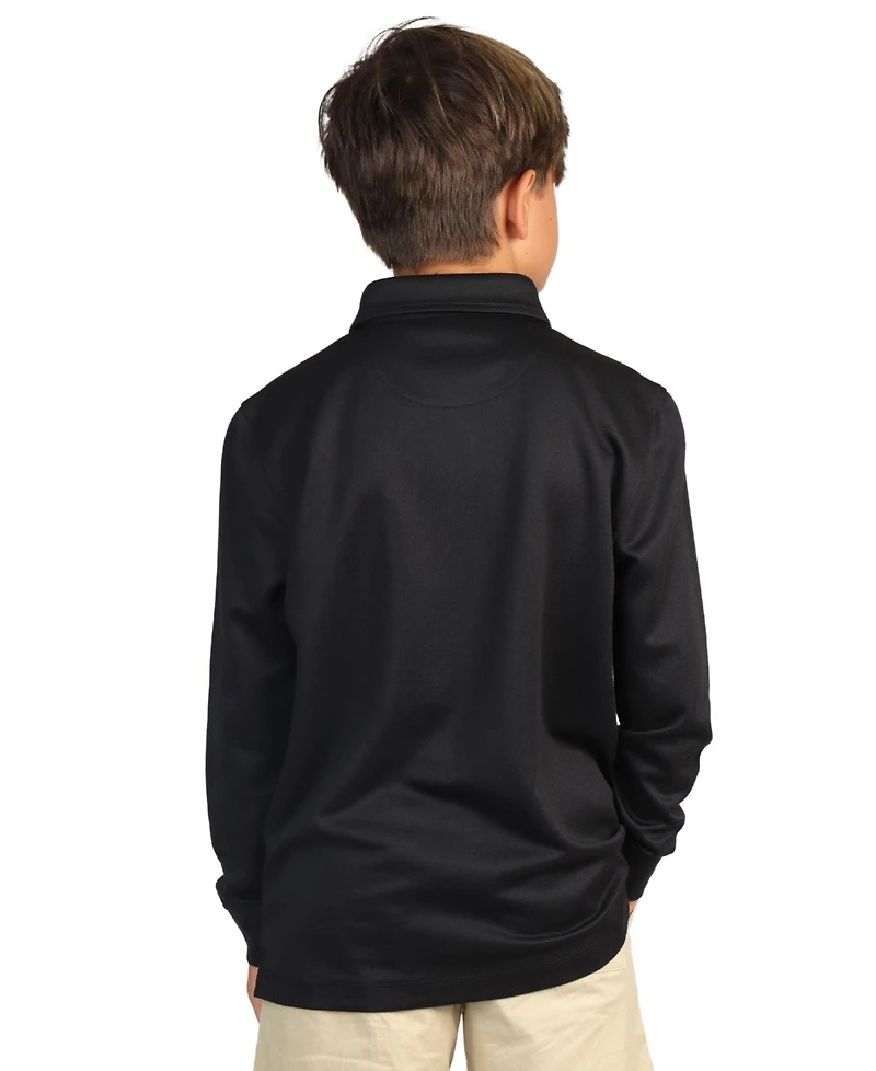 Tailorbyrd Boys Long Sleeve Slate Blue Modal Polo Shirt by