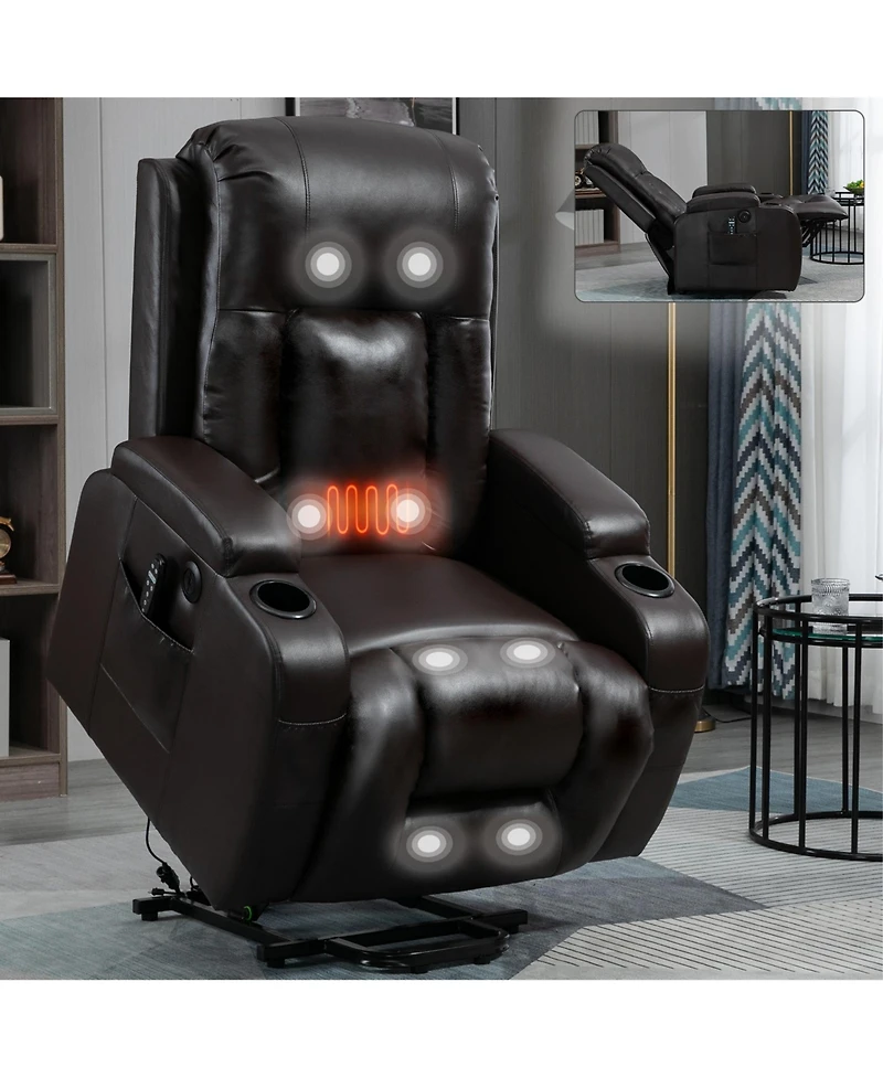 Clihome Infinite Position Up to 350 Lbs Power Lift Recliner Chair for Elderly Heavy Duty Motion Mechanism with 8 Point Vibration Massage and Lumbar He