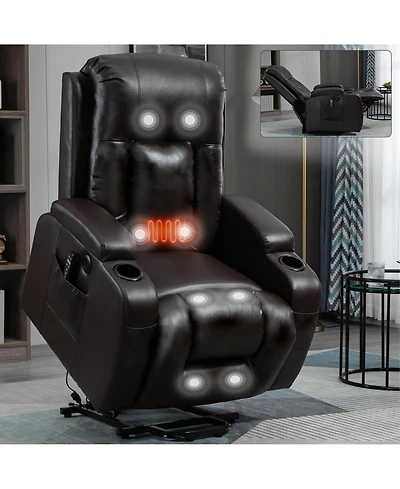 Clihome Infinite Position Up to 350 Lbs Power Lift Recliner Chair for Elderly Heavy Duty Motion Mechanism with 8 Point Vibration Massage and Lumbar He