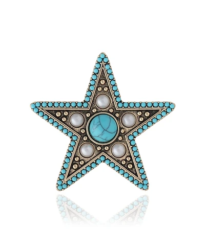 Jessica Simpson Turquoise Star Pin with Crystal Accents