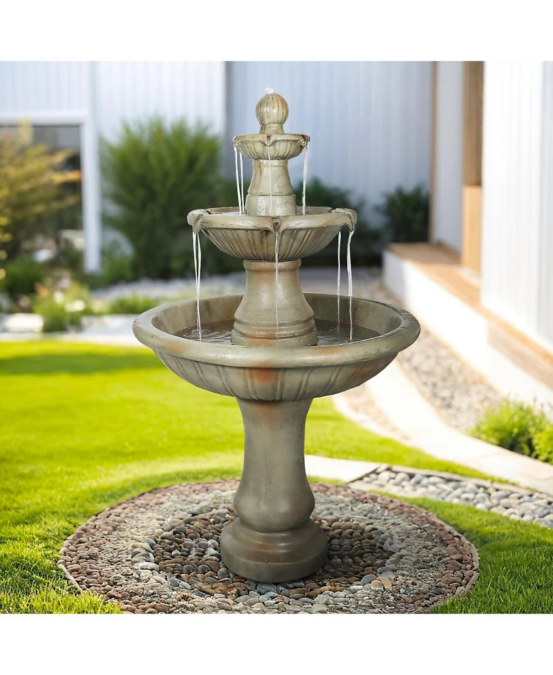 SunJet 51.5” High 3-Tiers Modern Concrete Outdoor Water Fountain