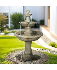 SunJet 51.5” High 3-Tiers Modern Concrete Outdoor Water Fountain