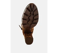 London Rag Fremont Leopard Print Chunky Boots Women