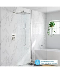 gaomon Bathroom Shower Faucet Set, 12 Inch Rainfall Shower Head With Handheld Combo, Wall Mounted Shower System Shower Fixtures With Pressure-Balanced