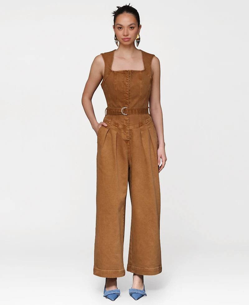 Avec Les Filles Women's Square Neck Culotte Jumpsuit