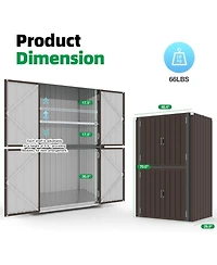 Aecojoy Outdoor Storage Cabinet Waterproof with Shelves, Vertical Tall Sheds
