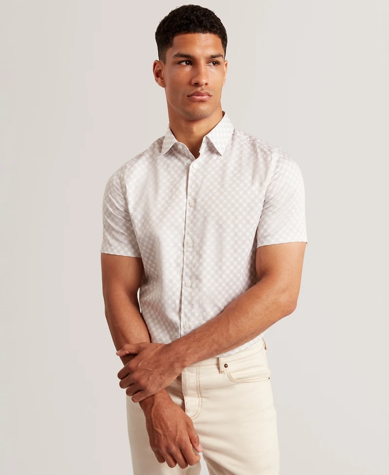 Ted Baker Men's Slim Fit Geo Print Shirt