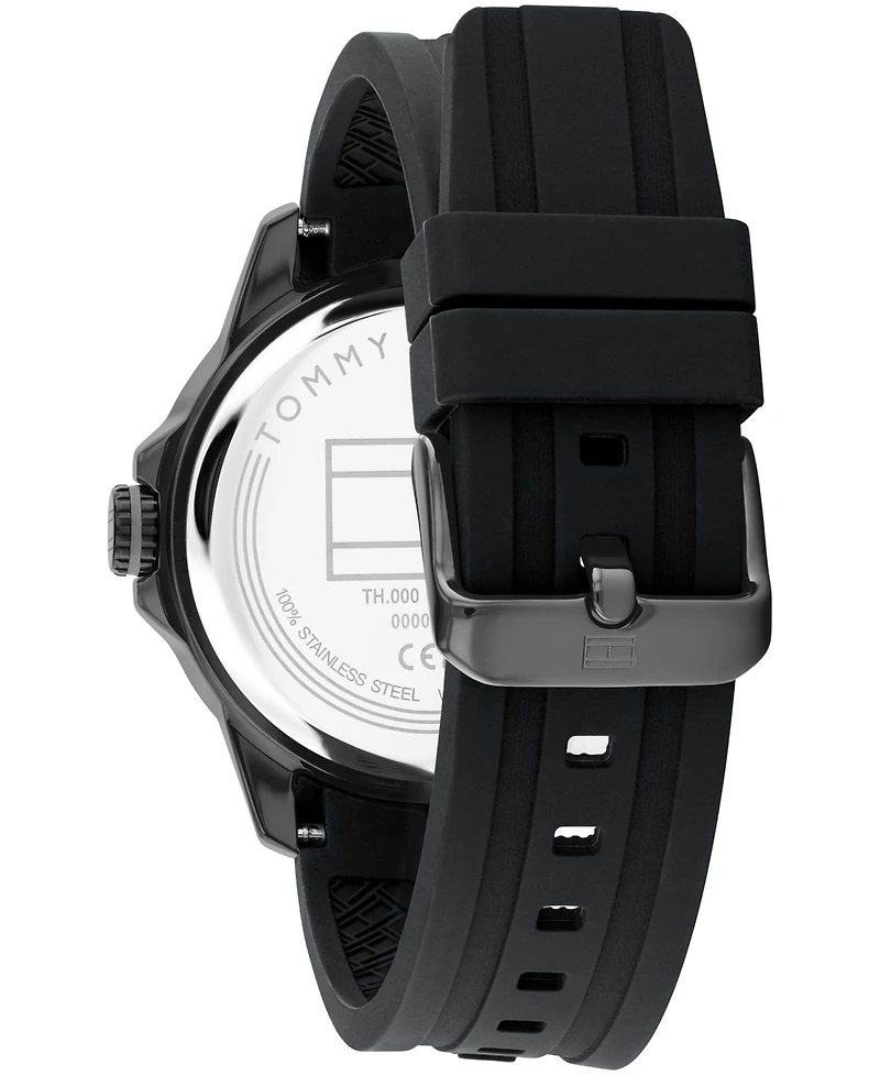 Tommy Hilfiger Men's Quartz Black Silicone Strap Watch, 43mm