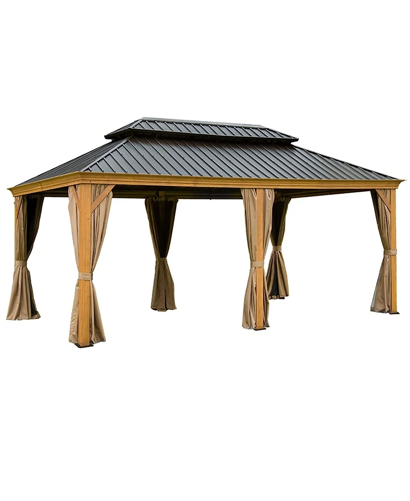 Clihome 20-ft x 12-ft Hardtop Gazebo Yellow Brown Gazebo with Hardtop Roof