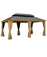 Clihome 20-ft x 12-ft Hardtop Gazebo Yellow Brown Gazebo with Hardtop Roof