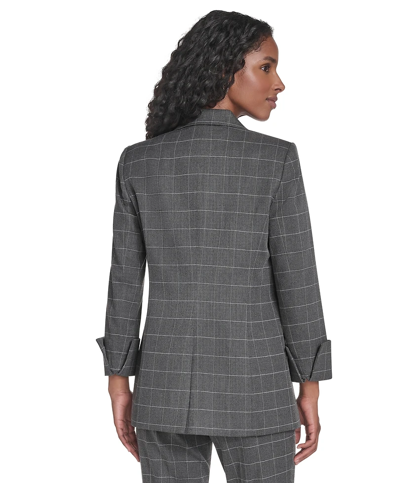 Calvin Klein Women's Windowpane Open Front Jacket