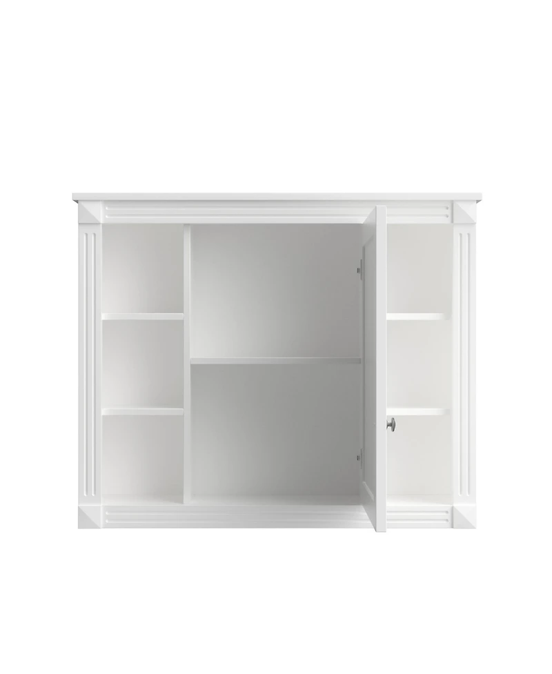 Slickblue Wall-Mount Storage Cabinet with Mirror and 6 Open Shelves for Bathroom