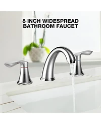 gaomon Bathroom Faucet, 8 Inch Bathroom Faucets for Sink 3 Hole, Widespread Brushed Nickel Bathroom Faucet with Pop up Drain and cUPC Lead-Free Hose (