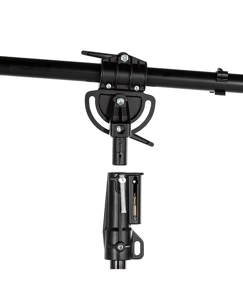 Manfrotto 025BS Super Boom Arm with Pivoting Clamp 123, Counter Weight 022, Cable Clips and Cine Stand 008 with Casters, Black Anodized