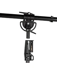 Manfrotto 025BS Super Boom Arm with Pivoting Clamp 123, Counter Weight 022, Cable Clips and Cine Stand 008 with Casters, Black Anodized