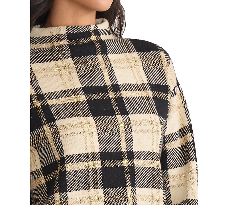 Jones New York Petite Plaid Long Sleeve Sweater