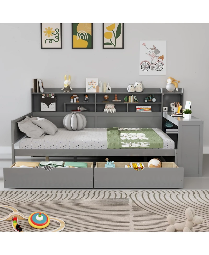 Streamdale Furniture Wooden Daybed with Storage & Desk
