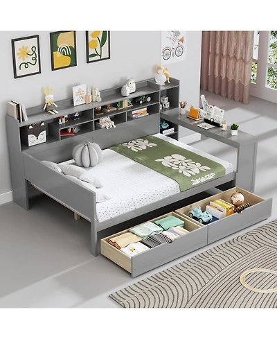 Streamdale Furniture Wooden Daybed with Storage & Desk