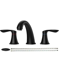 gaomon Bathroom Faucet, 8 Inch Bathroom Faucets for Sink 3 Hole, Widespread Matte Black Bathroom Faucet with Pop up Drain and cUPC Lead-Free Hose (Mat
