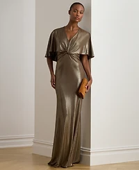 Lauren Ralph Women's Twist-Front Cape Gown