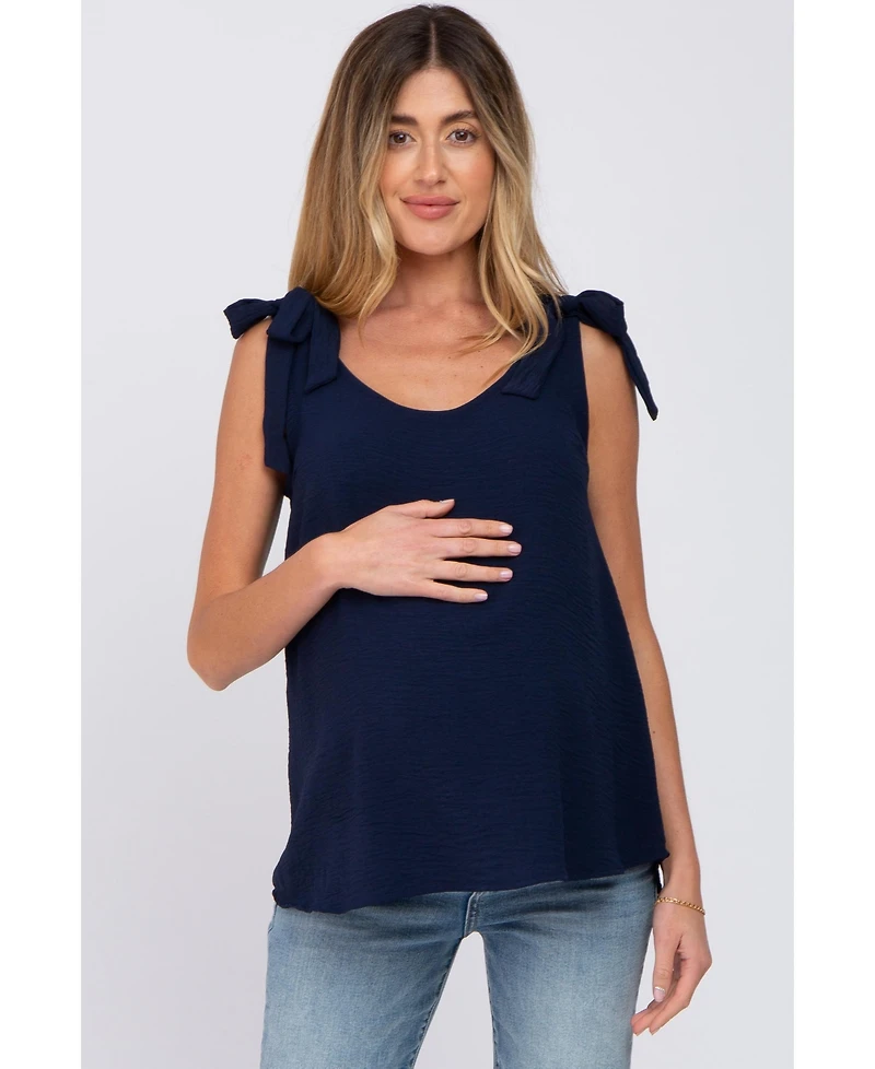 Pinkblush Maternity Navy Blue Shoulder Bow Tank Top